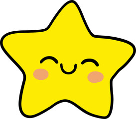 Smiling Yellow Star Emoji with Cute Blushing Cheeks