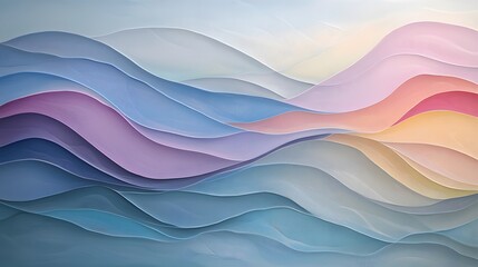Soft pastel waves blending seamlessly into each other, evoking a sense of fluid motion