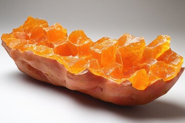 Close-up shot of a peeled orange on a white surface