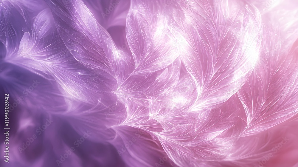 Aufkleber gentle waves of light forming glowing, feather-like patterns in soft lavender tones