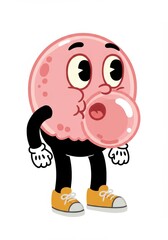 Obraz premium Cheerful cartoon bubblegum character with sneakers