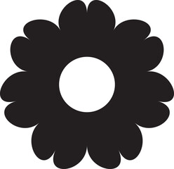 Vector flower shape, black svg isolated object, abstract