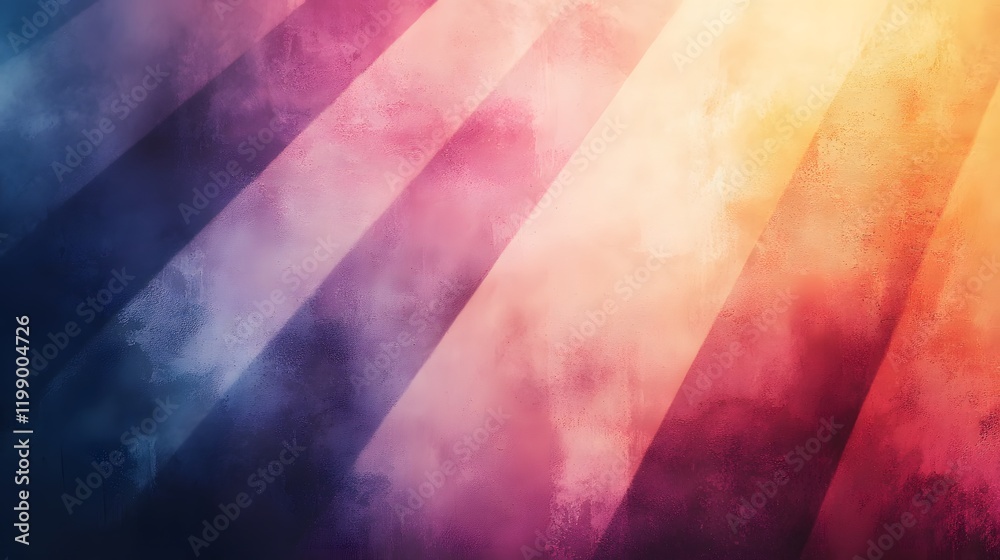 Poster Soft beams of glowing light filtering through translucent layers of pastel gradients