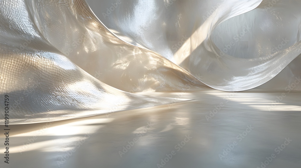 Poster A flowing ribbon of light casting soft shadows on a smooth, reflective surface