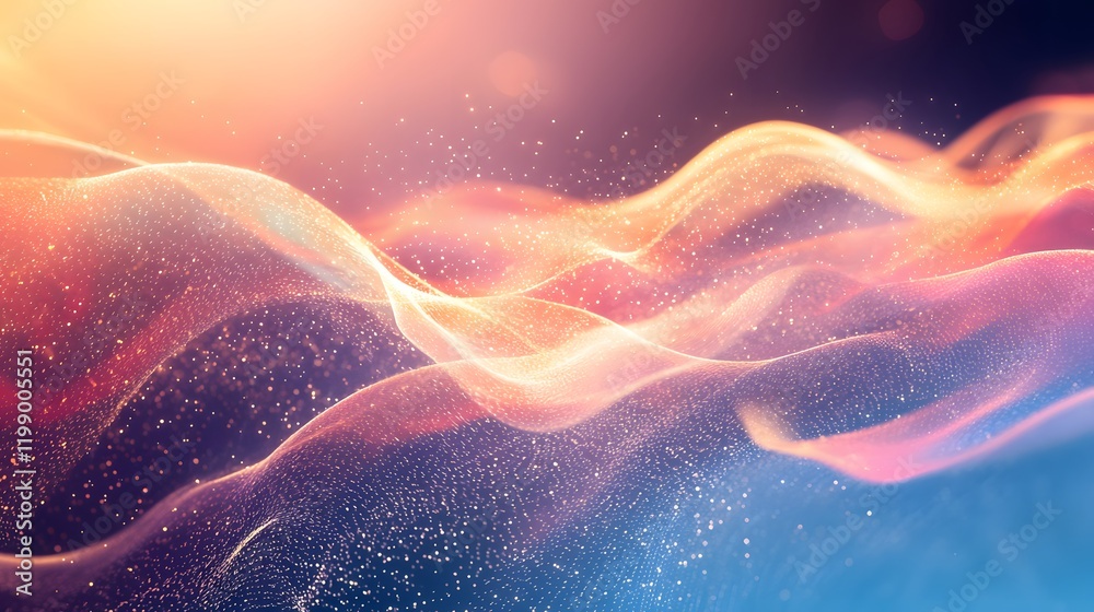 Poster Gentle waves of light moving across a soft gradient background, creating an endless flow