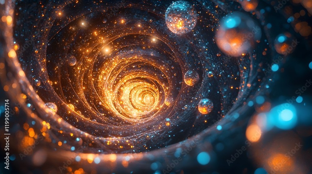 Aufkleber a gentle spiral of glowing orbs floating upward, creating a rhythmic dance of light