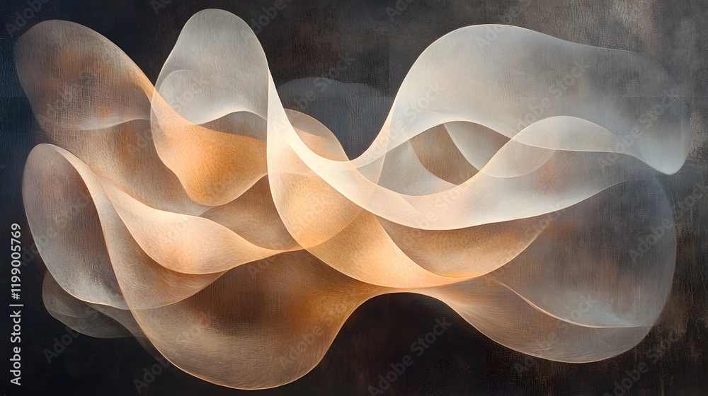 Poster Abstract shapes slowly morphing and flowing into each other, glowing softly