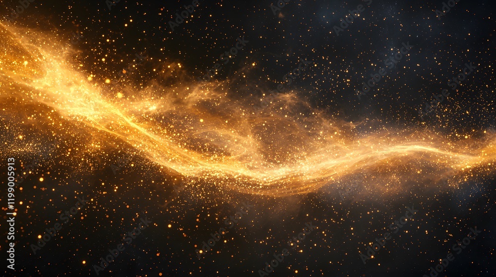 Fototapete soft glowing particles drifting in slow motion, creating trails of light in a dark void