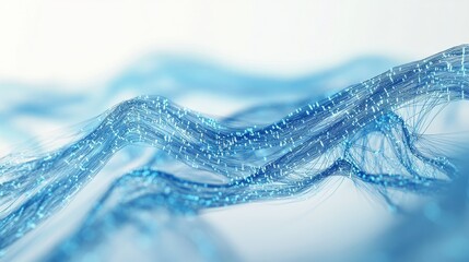 Blue circuit lines on a white background depicting a technology and connection concept