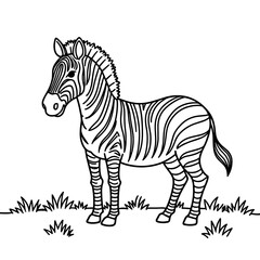 Obraz premium Easy and bold coloring page of a standing zebra in grass