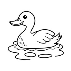 Obraz premium Easy and bold coloring page of a swimming duck in water
