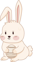 Fototapeta premium Cute Easter rabbit bunny with egg, png file no background 