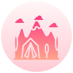 camping vector round gradient icon