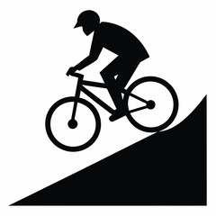 Obraz premium vector silhouette of a cyclist riding on a rugged mountain trail. 