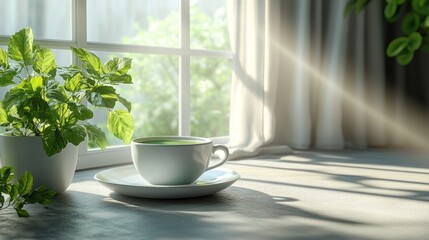 Serene Morning Tea by the Window