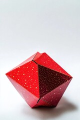 A vibrant red origami figure adorned with gold dots, perfect for illustrations or decorative uses