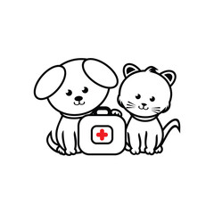 cute couple cat flat design logo