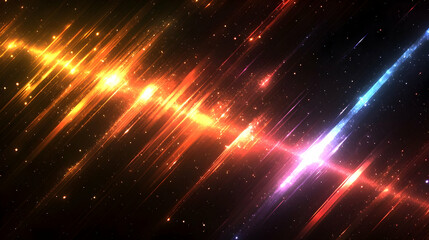 Cosmic light streaks, galaxy background, vibrant energy, digital art, website banner