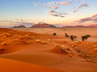 sunset in the Namibdesert in Namibia 