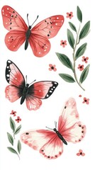 Watercolor butterflies floral patterns
