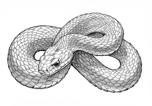 Infinity snake in black and white line art design