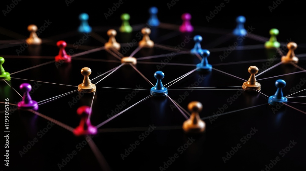 Poster abstract colorful business connection of lines from nodes it is connected to endless nodes and repre