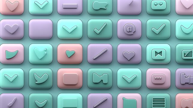 Colorful collection of social media icons arranged in a grid pattern, showcasing various interactions