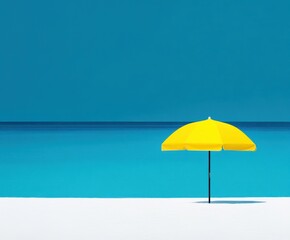 Yellow umbrella on pristine tropical beach