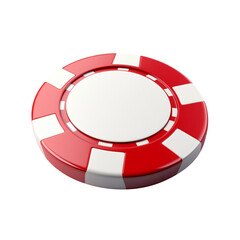 3D red and white casino chip icon, white background