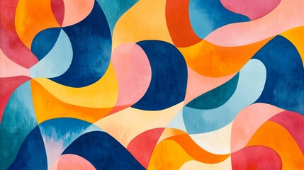 Colorful abstract shapes art, vibrant geometric pattern, bold design