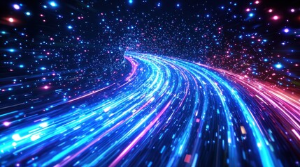 Obraz premium Abstract digital illustration of flowing lights in vibrant colors.