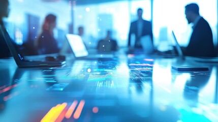 Innovative business startup team collaborating in modern office space with digital devices and whiteboard for strategic planning and creative brainstorming sessions