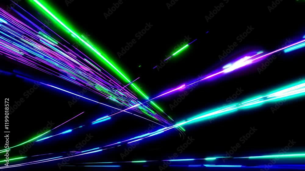 Poster colorful neon light trails create dynamic patterns in an abstract visual display during a nighttime 