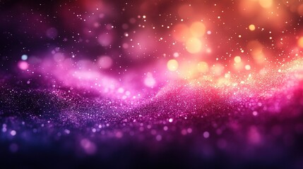 Glittering particles wave with bokeh background