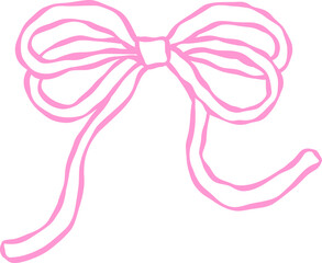 Playful Squiggle Wavy Ribbon Bow Outline Hand Drawn
