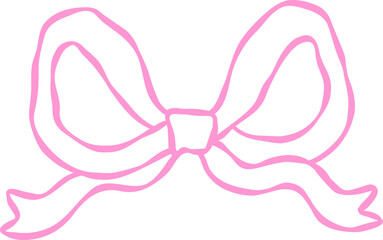 Retro Wavy Ribbon Bow Outline Hand Drawn