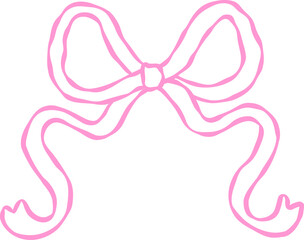 Squiggle Ribbon Bow Outline Hand Drawn