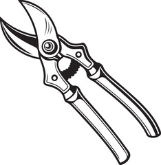 Pruning Shears Rustic Tool for Gardening, Silhouette vector art illustration