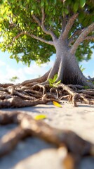 Thriving mangrove forest preserves coastal ecosystems under bright natural light
