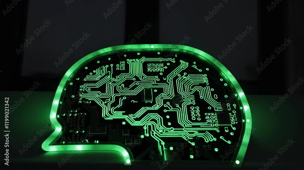 Aufkleber lighted circuit board design in the shape of a human head showcasing technology and creativity