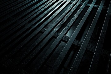 Black metal and glass modern building background with dark abstract texture for web design, print, or presentation mockup template. 