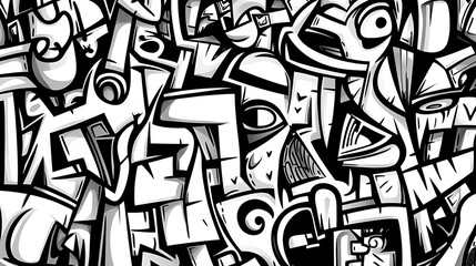 Abstract black and white graffiti art background texture