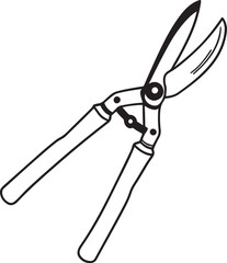 Pruning Shears Rustic Tool for Gardening, Silhouette vector art illustration