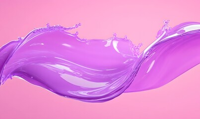 Fototapeta premium Abstract purple liquid splash flowing on pink background.