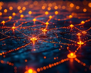 Glowing Map Depicting a Thriving Educational Community Connecting Various Sectors