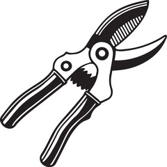 Pruning Shears Rustic Tool for Gardening, Silhouette vector art illustration