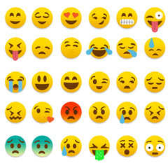 Set of cute smiley emoticons emoji flat design vector image