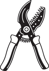 Pruning Shears Rustic Tool for Gardening, Silhouette vector art illustration