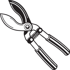 Pruning Shears Rustic Tool for Gardening, Silhouette vector art illustration
