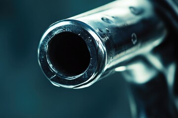 A close-up shot of a metal object with a blurred background